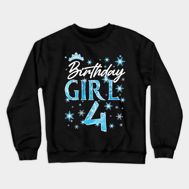 Winter Onederland 4th Birthday Girl Snowflake B-day Gift For Girls Kids Toddlers Crewneck Sweatshirt by tearbytea